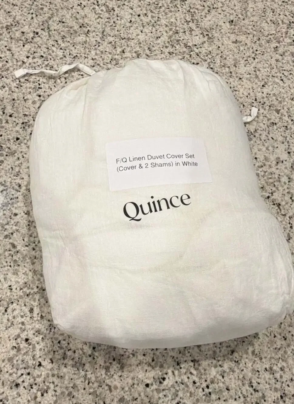 Quince European Linen Duvet Cover Set (Cover & 2 Shams) in White Full/Queen